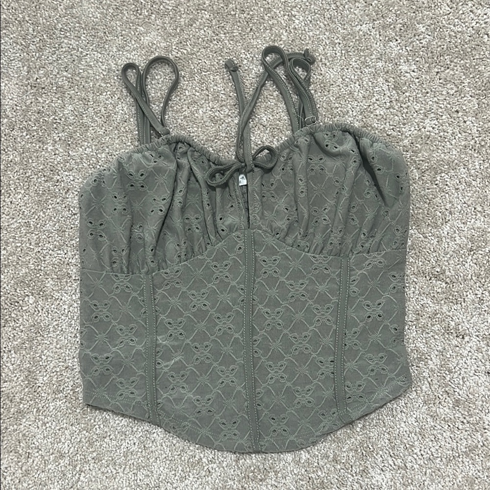 Green Eyelet Women's Top